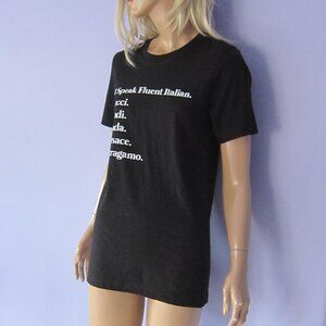 FLUENT ITALIAN GRAPHIC TEE SHIRT S Gucci Fendi Prada Versace Ferragamo NWT